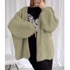 imagePRETTYGARDEN Womens Oversized Cardigan Sweaters 2025 Fall Long Lantern Sleeve Knit Open Front Lightweight SweaterMist Green
