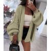 imagePRETTYGARDEN Womens Oversized Cardigan Sweaters 2025 Fall Long Lantern Sleeve Knit Open Front Lightweight SweaterMist Green