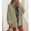 imagePRETTYGARDEN Womens Oversized Cardigan Sweaters 2025 Fall Long Lantern Sleeve Knit Open Front Lightweight SweaterMist Green