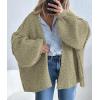 imagePRETTYGARDEN Womens Oversized Cardigan Sweaters 2025 Fall Long Lantern Sleeve Knit Open Front Lightweight SweaterMist Green