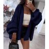 imagePRETTYGARDEN Womens Oversized Cardigan Sweaters 2025 Fall Long Lantern Sleeve Knit Open Front Lightweight SweaterNavy