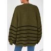 imagePRETTYGARDEN Womens Oversized Cardigan Sweaters 2025 Fall Long Lantern Sleeve Knit Open Front Lightweight SweaterStriped Army Green