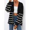 imagePRETTYGARDEN Womens Oversized Cardigan Sweaters 2025 Fall Long Lantern Sleeve Knit Open Front Lightweight SweaterStriped Black White