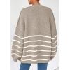 imagePRETTYGARDEN Womens Oversized Cardigan Sweaters 2025 Fall Long Lantern Sleeve Knit Open Front Lightweight SweaterStriped Khaki