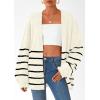 imagePRETTYGARDEN Womens Oversized Cardigan Sweaters 2025 Fall Long Lantern Sleeve Knit Open Front Lightweight SweaterStriped White Black