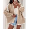 imagePRETTYGARDEN Womens Oversized Cardigan Sweaters 2025 Fall Long Lantern Sleeve Knit Open Front Lightweight SweaterStyle2apricot