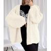 imagePRETTYGARDEN Womens Oversized Cardigan Sweaters 2025 Fall Long Lantern Sleeve Knit Open Front Lightweight SweaterWhite
