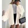 imagePRETTYGARDEN Womens Oversized Cardigan Sweaters 2025 Fall Long Lantern Sleeve Knit Open Front Lightweight SweaterWhite