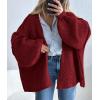 imagePRETTYGARDEN Womens Oversized Cardigan Sweaters 2025 Fall Long Lantern Sleeve Knit Open Front Lightweight SweaterWine Red