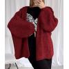 imagePRETTYGARDEN Womens Oversized Cardigan Sweaters 2025 Fall Long Lantern Sleeve Knit Open Front Lightweight SweaterWine Red