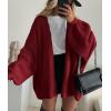 imagePRETTYGARDEN Womens Oversized Cardigan Sweaters 2025 Fall Long Lantern Sleeve Knit Open Front Lightweight SweaterWine Red