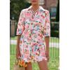 imagePRETTYGARDEN Womens Rompers for Summer 2025 Beach Vacation Clothes Short Sleeves Floral Jumpsuits Beach Cover UpPink Watercolour