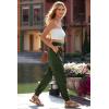 imagePRETTYGARDEN Womens Satin Jogger Pants Casual Dressy High Waist Long Lounge Pant Trousers Summer Outfits with PocketsArmy Green