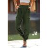 imagePRETTYGARDEN Womens Satin Jogger Pants Casual Dressy High Waist Long Lounge Pant Trousers Summer Outfits with PocketsArmy Green