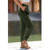 imagePRETTYGARDEN Womens Satin Jogger Pants Casual Dressy High Waist Long Lounge Pant Trousers Summer Outfits with PocketsArmy Green