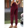 imagePRETTYGARDEN Womens Satin Jogger Pants Casual Dressy High Waist Long Lounge Pant Trousers Summer Outfits with PocketsWine Red