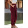 imagePRETTYGARDEN Womens Satin Jogger Pants Casual Dressy High Waist Long Lounge Pant Trousers Summer Outfits with PocketsWine Red