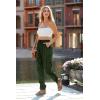 imagePRETTYGARDEN Womens Satin Jogger Pants Casual Dressy High Waist Long Lounge Pant Trousers Summer Outfits with PocketsZarmy Green