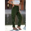 imagePRETTYGARDEN Womens Satin Jogger Pants Casual Dressy High Waist Long Lounge Pant Trousers Summer Outfits with PocketsZarmy Green