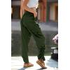 imagePRETTYGARDEN Womens Satin Jogger Pants Casual Dressy High Waist Long Lounge Pant Trousers Summer Outfits with PocketsZarmy Green