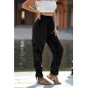imagePRETTYGARDEN Womens Satin Jogger Pants Casual Dressy High Waist Long Lounge Pant Trousers Summer Outfits with PocketsZblack