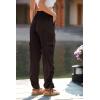 imagePRETTYGARDEN Womens Satin Jogger Pants Casual Dressy High Waist Long Lounge Pant Trousers Summer Outfits with PocketsZdark Coffee