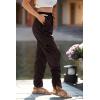 imagePRETTYGARDEN Womens Satin Jogger Pants Casual Dressy High Waist Long Lounge Pant Trousers Summer Outfits with PocketsZdark Coffee