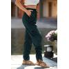 imagePRETTYGARDEN Womens Satin Jogger Pants Casual Dressy High Waist Long Lounge Pant Trousers Summer Outfits with PocketsZdark Green