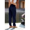 imagePRETTYGARDEN Womens Satin Jogger Pants Casual Dressy High Waist Long Lounge Pant Trousers Summer Outfits with PocketsZnavy