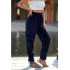 imagePRETTYGARDEN Womens Satin Jogger Pants Casual Dressy High Waist Long Lounge Pant Trousers Summer Outfits with PocketsZnavy