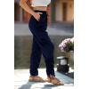 imagePRETTYGARDEN Womens Satin Jogger Pants Casual Dressy High Waist Long Lounge Pant Trousers Summer Outfits with PocketsZnavy