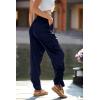 imagePRETTYGARDEN Womens Satin Jogger Pants Casual Dressy High Waist Long Lounge Pant Trousers Summer Outfits with PocketsZnavy