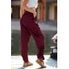 imagePRETTYGARDEN Womens Satin Jogger Pants Casual Dressy High Waist Long Lounge Pant Trousers Summer Outfits with PocketsZwine Red
