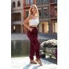 imagePRETTYGARDEN Womens Satin Jogger Pants Casual Dressy High Waist Long Lounge Pant Trousers Summer Outfits with PocketsZwine Red