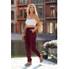imagePRETTYGARDEN Womens Satin Jogger Pants Casual Dressy High Waist Long Lounge Pant Trousers Summer Outfits with PocketsZwine Red