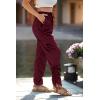 imagePRETTYGARDEN Womens Satin Jogger Pants Casual Dressy High Waist Long Lounge Pant Trousers Summer Outfits with PocketsZwine Red