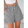 imagePRETTYGARDEN Womens Shorts Boxers 2025 Summer Gingham Pajama Lounge Sleep Y2K Plaid Pj Shorts Beach BottomsBlack