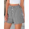 imagePRETTYGARDEN Womens Shorts Boxers 2025 Summer Gingham Pajama Lounge Sleep Y2K Plaid Pj Shorts Beach BottomsBlack