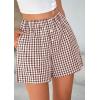 imagePRETTYGARDEN Womens Shorts Boxers 2025 Summer Gingham Pajama Lounge Sleep Y2K Plaid Pj Shorts Beach BottomsBrown