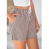 imagePRETTYGARDEN Womens Shorts Boxers 2025 Summer Gingham Pajama Lounge Sleep Y2K Plaid Pj Shorts Beach BottomsBrown