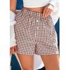 imagePRETTYGARDEN Womens Shorts Boxers 2025 Summer Gingham Pajama Lounge Sleep Y2K Plaid Pj Shorts Beach BottomsBrown