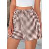 imagePRETTYGARDEN Womens Shorts Boxers 2025 Summer Gingham Pajama Lounge Sleep Y2K Plaid Pj Shorts Beach BottomsBrown