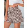 imagePRETTYGARDEN Womens Shorts Boxers 2025 Summer Gingham Pajama Lounge Sleep Y2K Plaid Pj Shorts Beach BottomsBrown