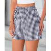 imagePRETTYGARDEN Womens Shorts Boxers 2025 Summer Gingham Pajama Lounge Sleep Y2K Plaid Pj Shorts Beach BottomsDark Blue