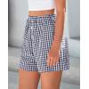 imagePRETTYGARDEN Womens Shorts Boxers 2025 Summer Gingham Pajama Lounge Sleep Y2K Plaid Pj Shorts Beach BottomsDark Blue