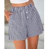 imagePRETTYGARDEN Womens Shorts Boxers 2025 Summer Gingham Pajama Lounge Sleep Y2K Plaid Pj Shorts Beach BottomsDark Blue