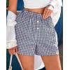 imagePRETTYGARDEN Womens Shorts Boxers 2025 Summer Gingham Pajama Lounge Sleep Y2K Plaid Pj Shorts Beach BottomsDark Blue