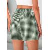 imagePRETTYGARDEN Womens Shorts Boxers 2025 Summer Gingham Pajama Lounge Sleep Y2K Plaid Pj Shorts Beach BottomsGreen