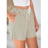 imagePRETTYGARDEN Womens Shorts Boxers 2025 Summer Gingham Pajama Lounge Sleep Y2K Plaid Pj Shorts Beach BottomsLight Army Green