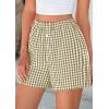imagePRETTYGARDEN Womens Shorts Boxers 2025 Summer Gingham Pajama Lounge Sleep Y2K Plaid Pj Shorts Beach BottomsLight Army Green